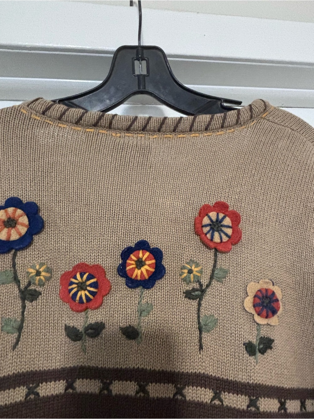 CJ Banks Brown and Tan Floral Appliqué Button Cardigan - Picture 12 of 13